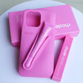 Three-Piece Set for Iphone 13 14 15 Pro Max  Phone Case Gray Toast Espresso Ribbon Raspberry Jelly Silicone Lipstick Cover